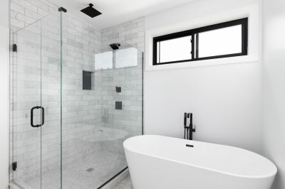 Walk-in Showers with Black Frame Accents